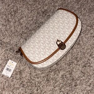 KORS Michael Kors White and Brown Crossbody Bag
